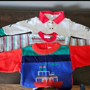 Colorful Knit Sweater with Boat Design